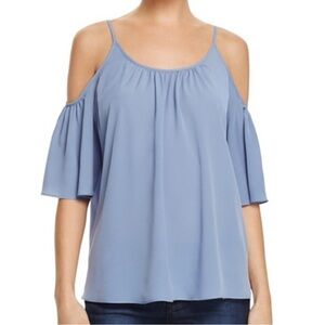 French Connection Blue Cold-Shoulder Blouse sz L
